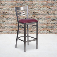 Flash Furniture XU-6F8B-CLR-BAR-BURV-GG Hercules Series Clear Restaurant Barstool - Burgundy Vinyl Seat